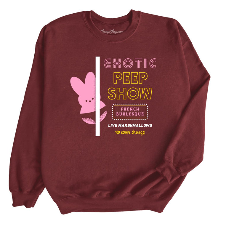 Peep Show Graphic Sweatshirt - Maroon