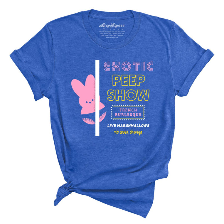 Peep Show Graphic Tee - Heather True Royal