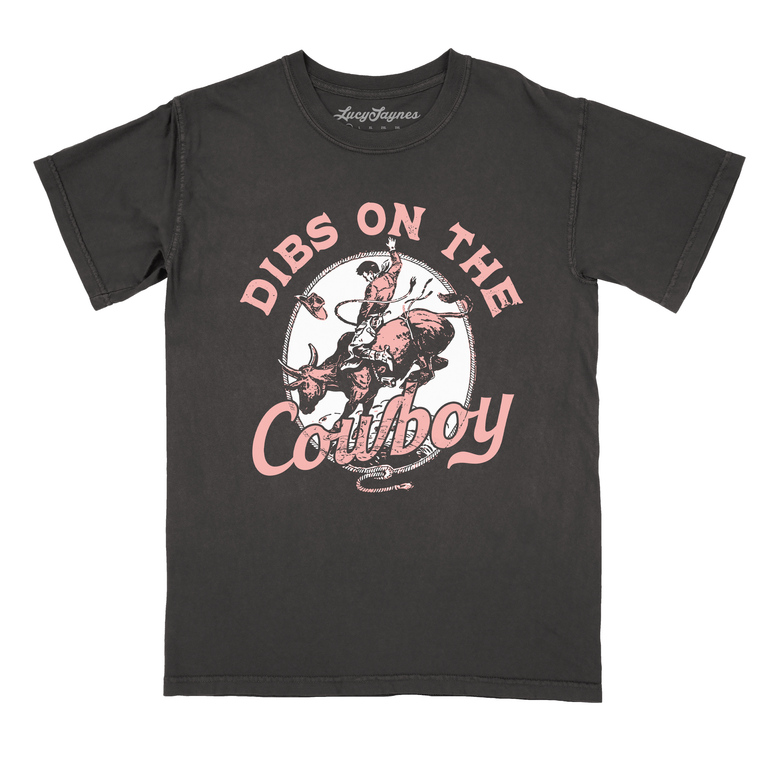 Dibs On The Cowboy Comfort Colors Graphic Tee - Pepper