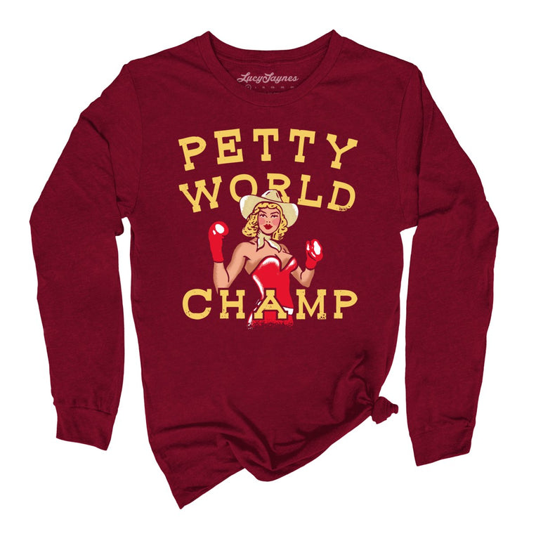 Petty World Champ Graphic Long Sleeve Tee - Cardinal