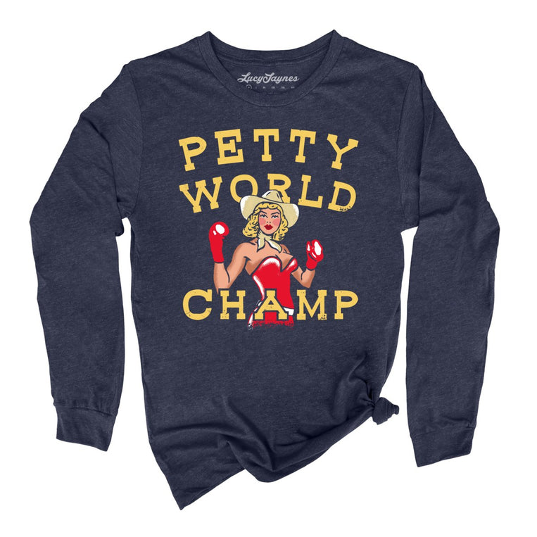Petty World Champ Graphic Long Sleeve Tee - Heather Navy