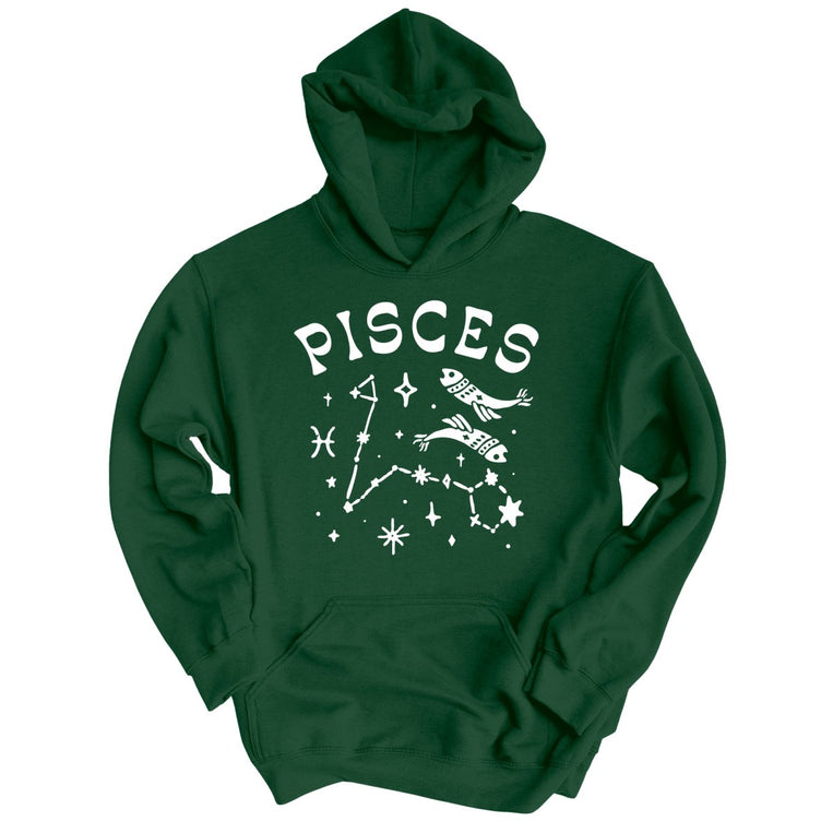 Pisces Graphic Hoodie - Forest Green