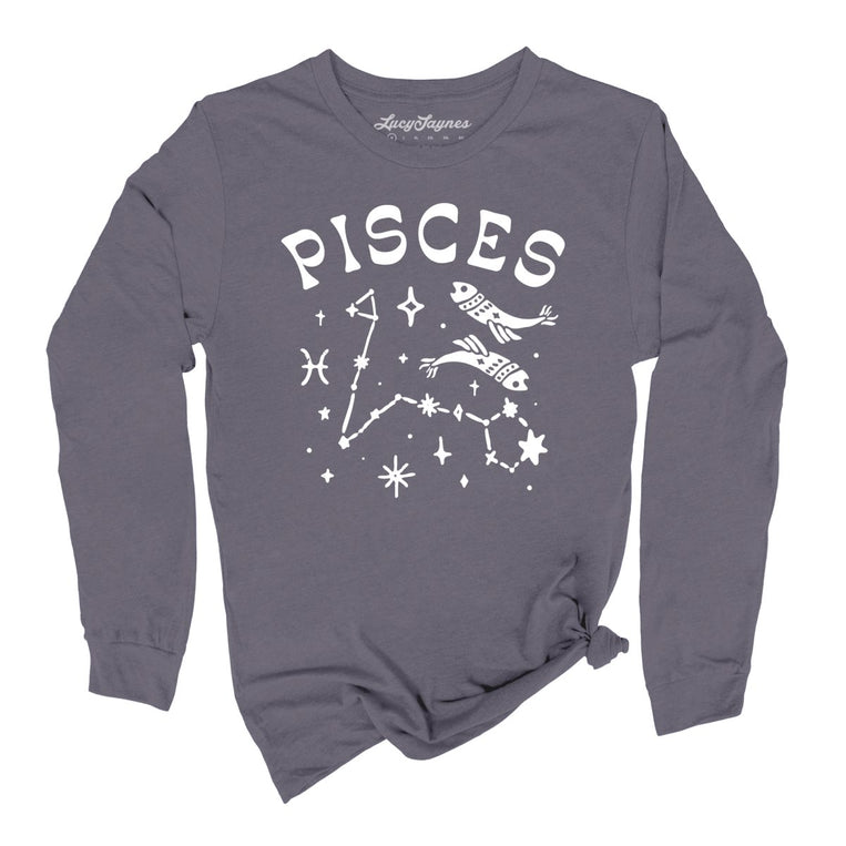 Pisces Graphic Long Sleeve Tee - Storm