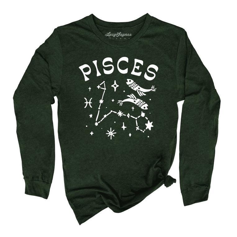 Pisces Graphic Long Sleeve Tee - Heather Forest