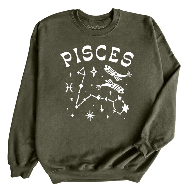 Pisces Graphic Sweatshirt - Military Green