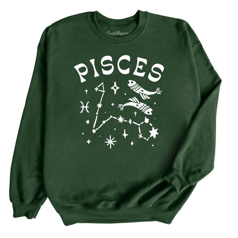 Pisces Graphic Sweatshirt - Forest Green