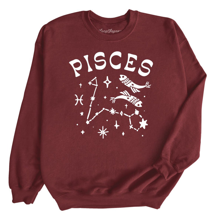 Pisces Graphic Sweatshirt - Maroon