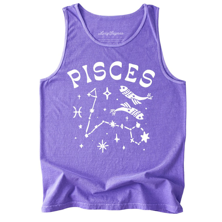 Pisces Comfort Colors Graphic Tank Top - Violet