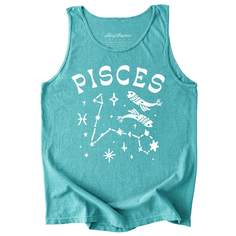 Pisces Comfort Colors Graphic Tank Top - Seafoam