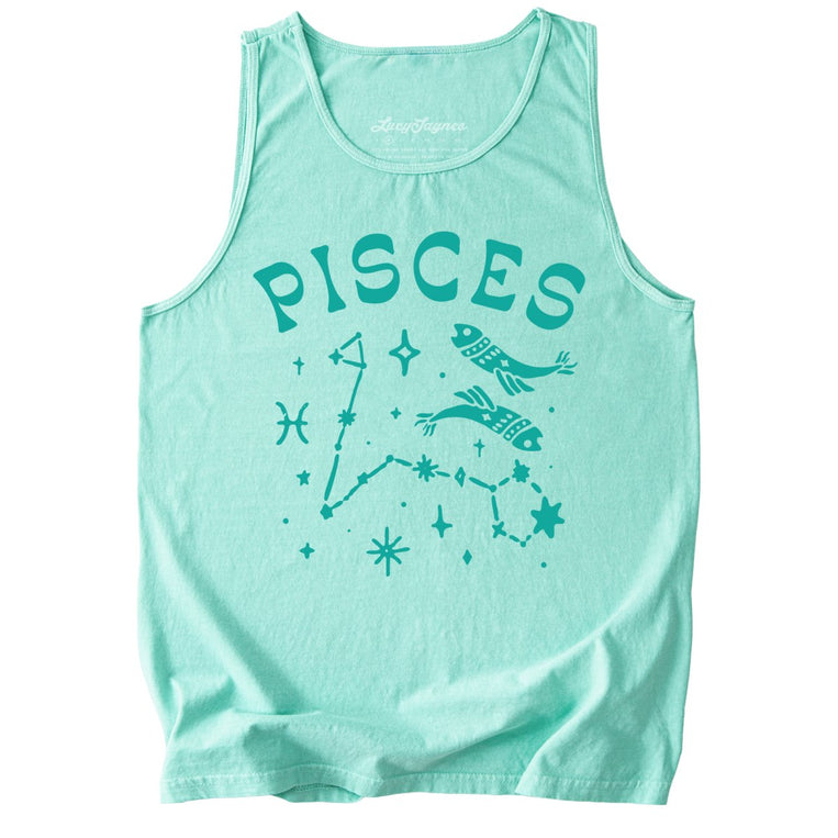 Pisces Comfort Colors Graphic Tank Top - Island Reef