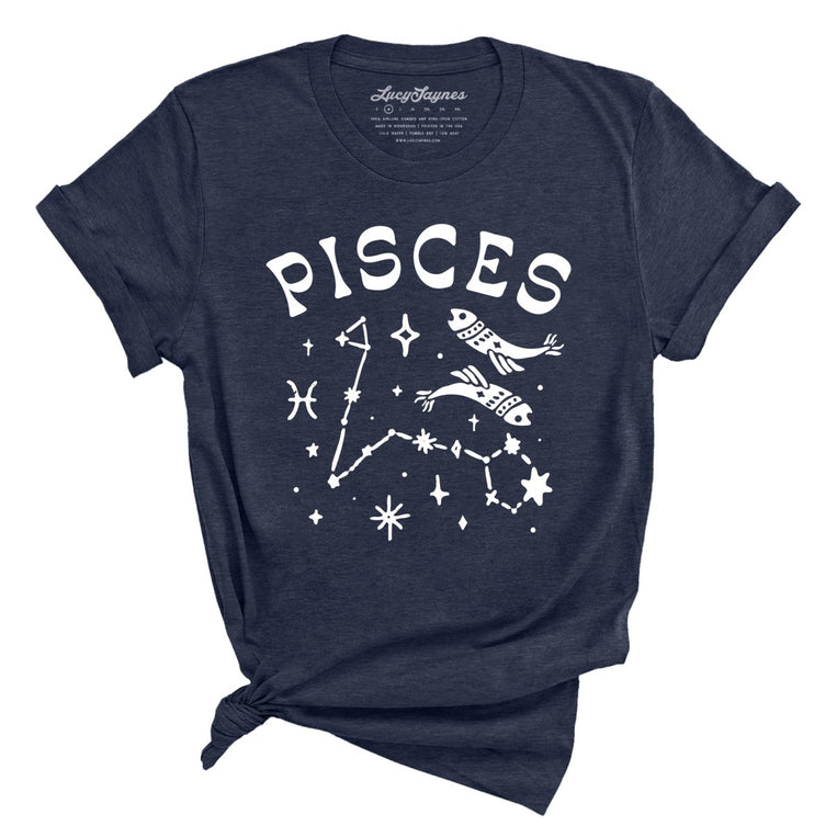 Pisces Graphic Tee - Heather Midnight Navy
