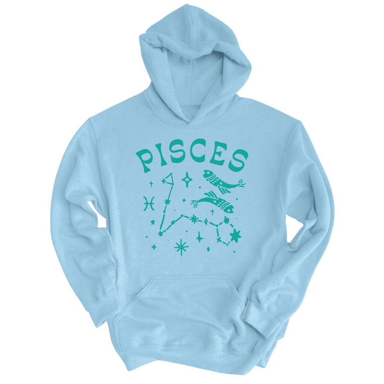 Pisces Graphic Hoodie - Light Blue