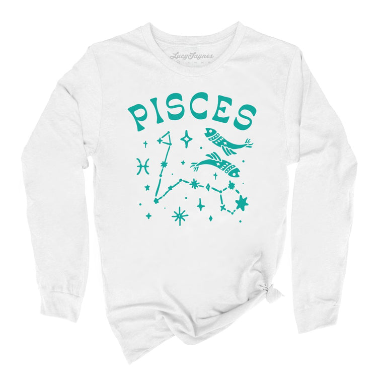 Pisces Graphic Long Sleeve Tee - White