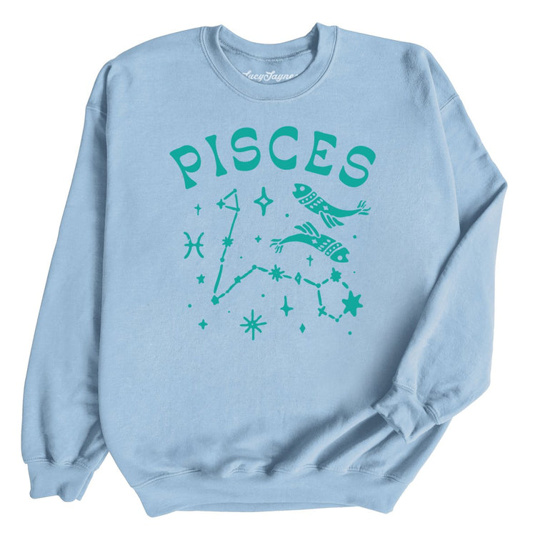 Pisces Graphic Sweatshirt - Light Blue