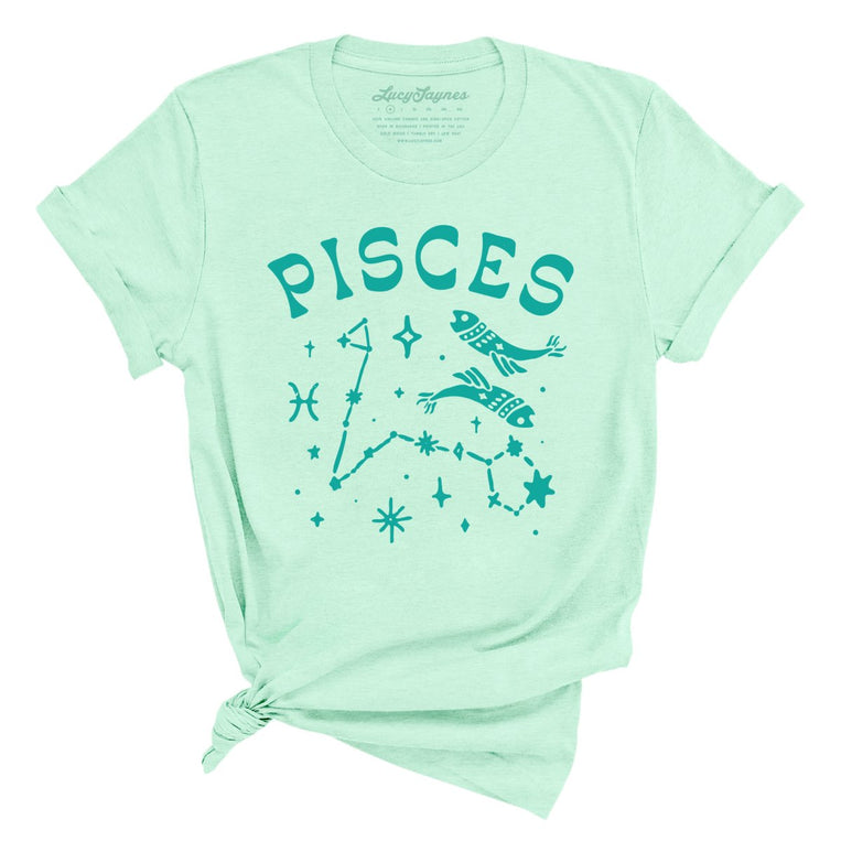 Pisces Graphic Tee - Heather Mint