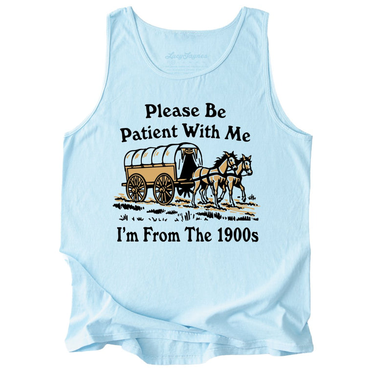 Please Be Patient With Me I'm From The 1900s Comfort Colors Graphic Tank Top - Chambray