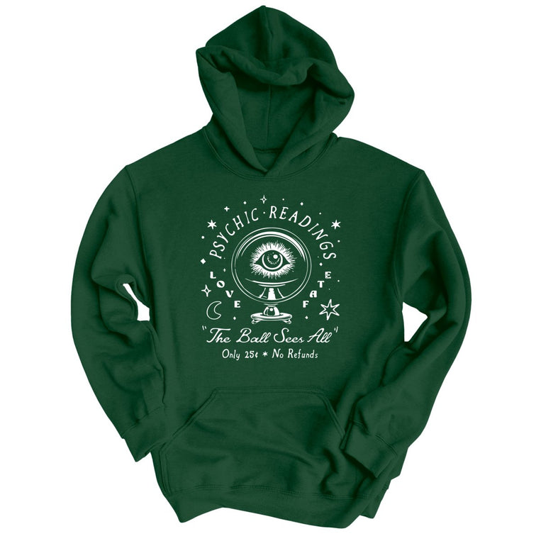 Psychic Readings Graphic Hoodie - Forest Green
