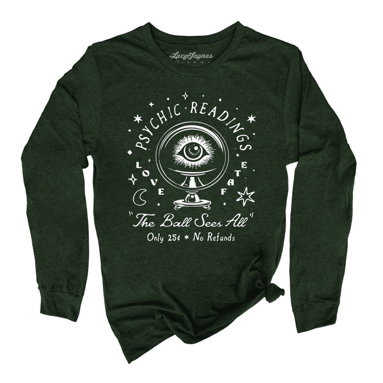 Psychic Readings Graphic Long Sleeve Tee - Heather Forest