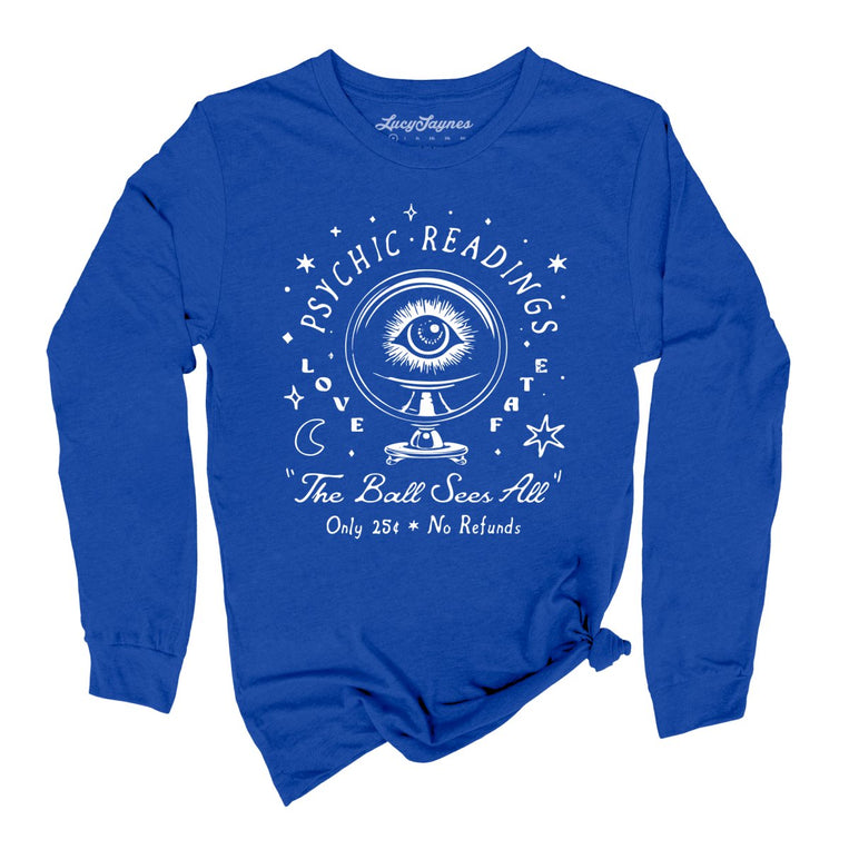 Psychic Readings Graphic Long Sleeve Tee - True Royal