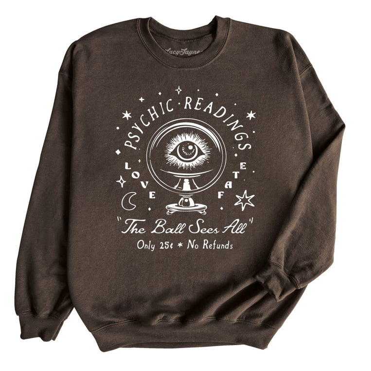 Psychic Readings Graphic Sweatshirt - Dark Chocolate