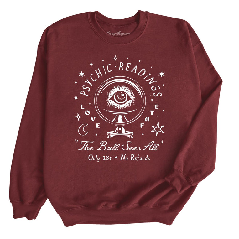Psychic Readings Graphic Sweatshirt - Maroon