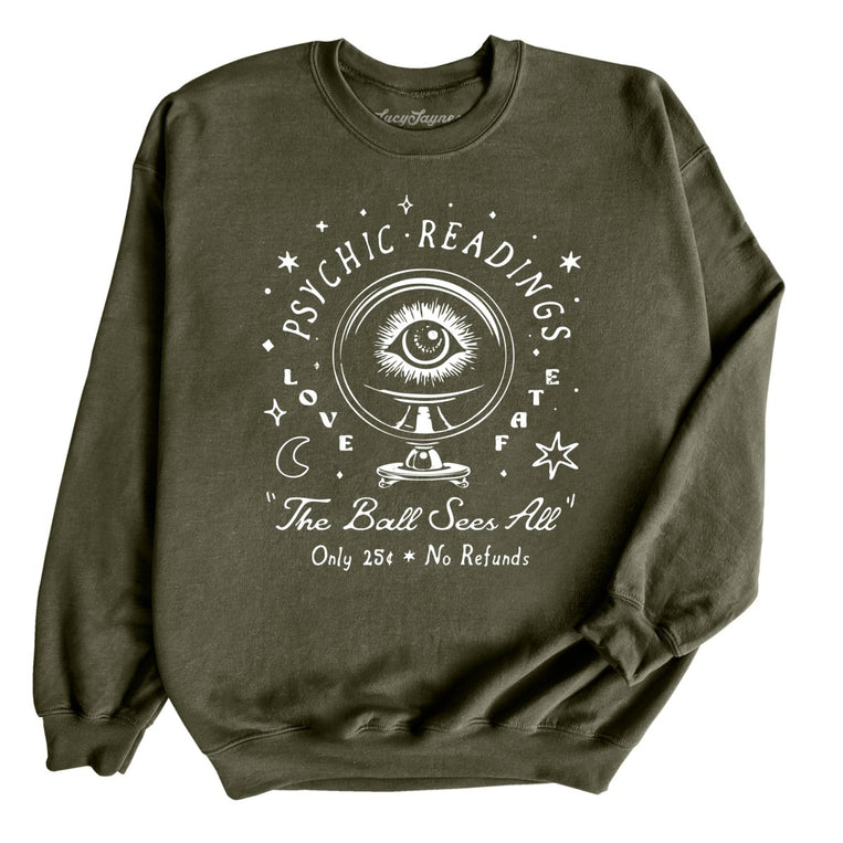 Psychic Readings Graphic Sweatshirt - Military Green