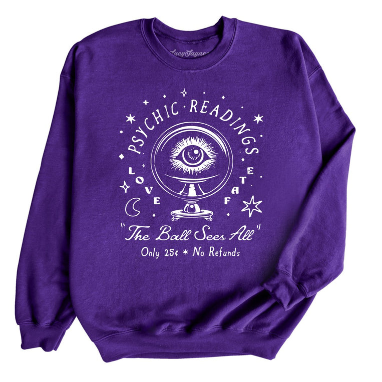 Psychic Readings Graphic Sweatshirt - Purple