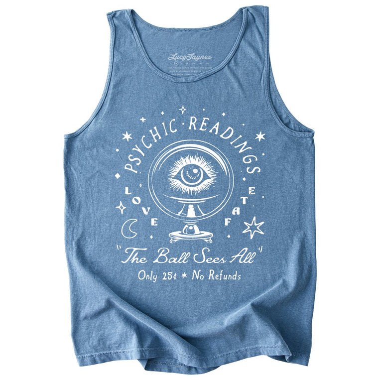 Psychic Readings Comfort Colors Graphic Tank Top - Blue Jean