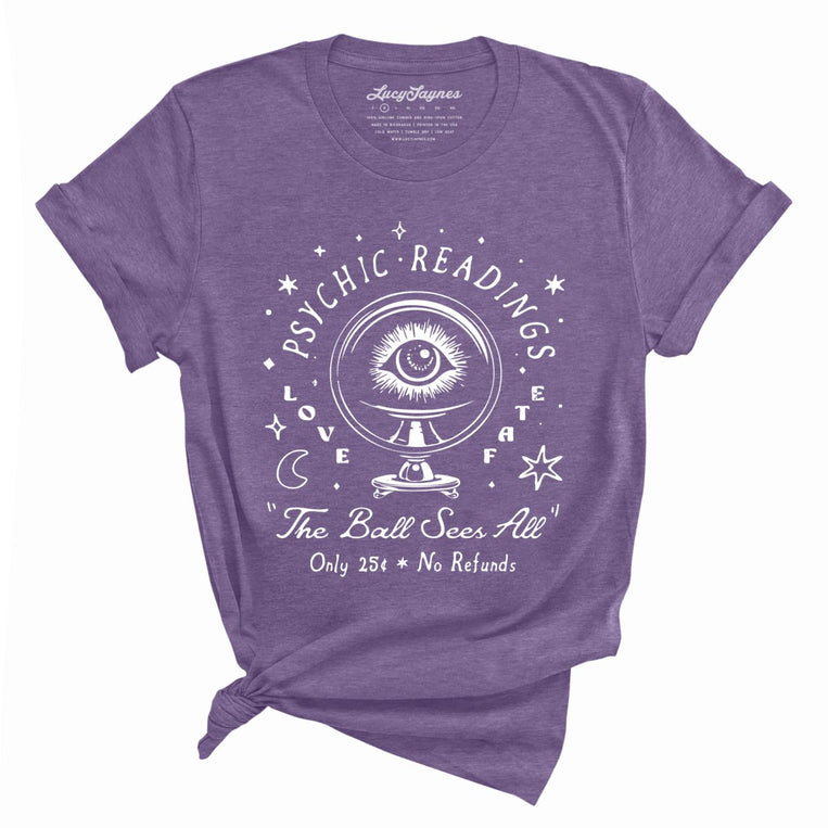 Psychic Readings Graphic Tee - Heather Purple