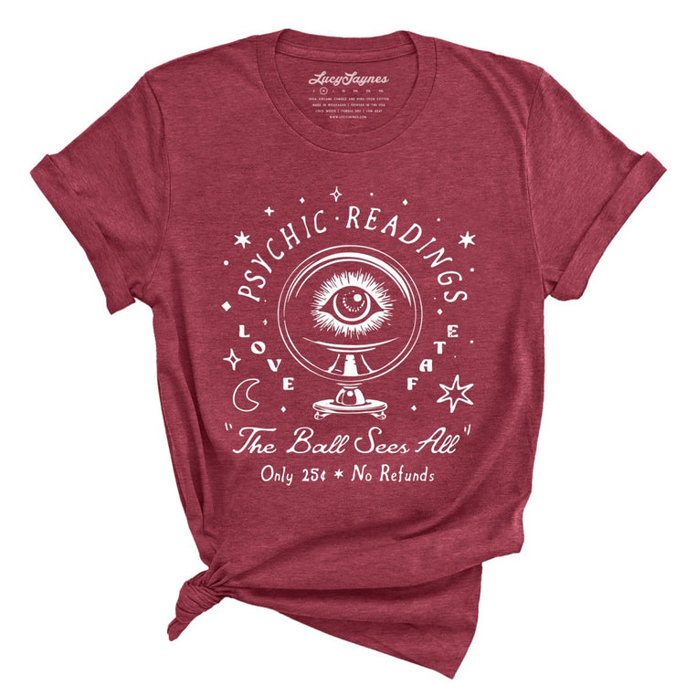 Psychic Readings Graphic Tee - Heather Raspberry