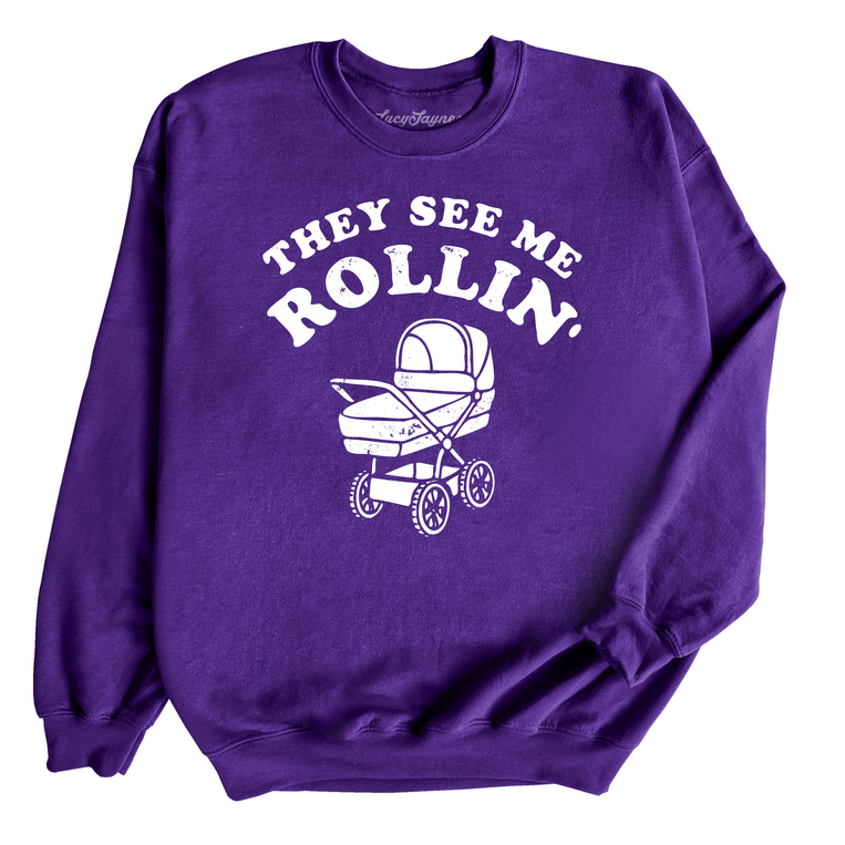 They See Me Rollin' Graphic Sweatshirt - Purple
