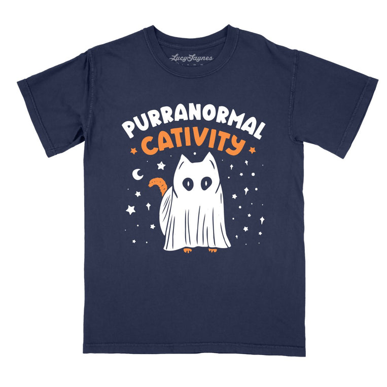 Purranormal Cativity Comfort Colors Graphic Tee - True Navy