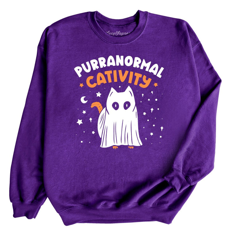 Purranormal Cativity Graphic Sweatshirt - Purple