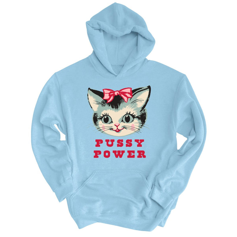 Pussy Power Graphic Hoodie - Light Blue