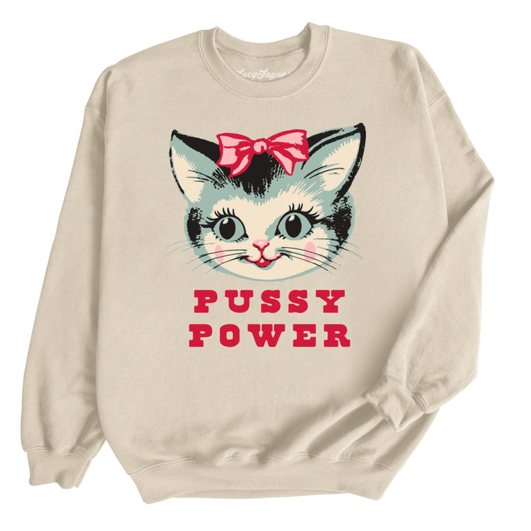 Pussy Power Graphic Sweatshirt - Sand