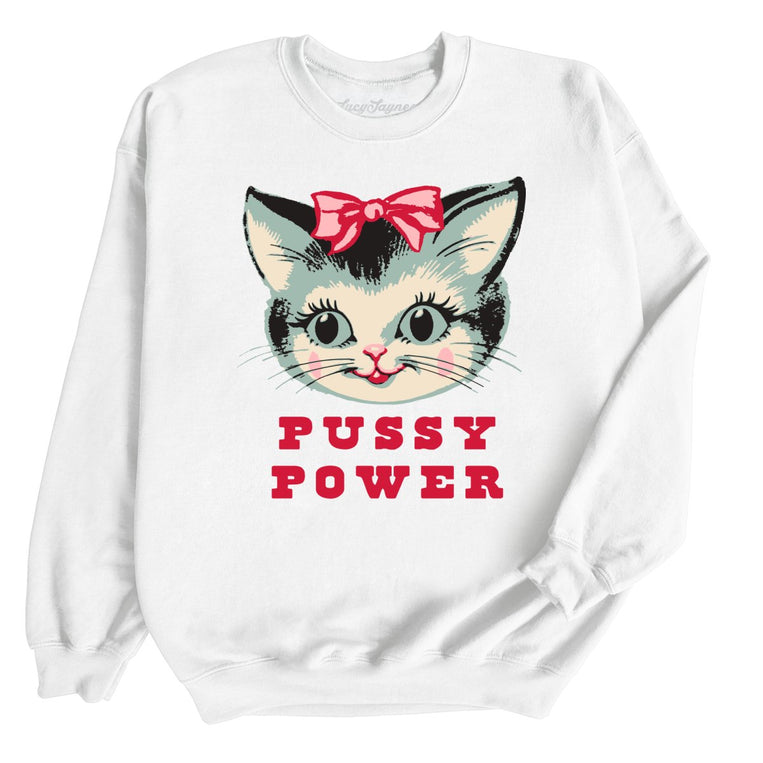 Pussy Power Graphic Sweatshirt - White