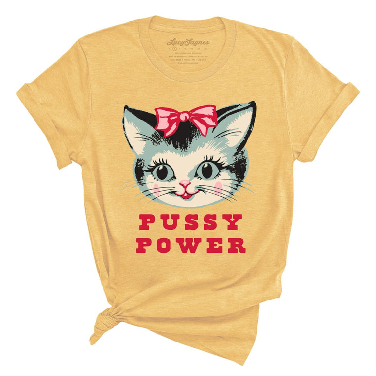Pussy Power Graphic Tee - Heather Yellow Gold