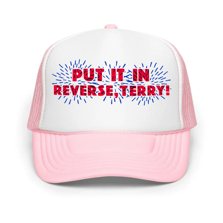 Put It In Reverse Terry Classic Foam Trucker Hat - Light Pink/White/Light Pink