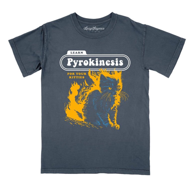 Pyrokinesis for Kitties Comfort Colors Graphic Tee - Denim