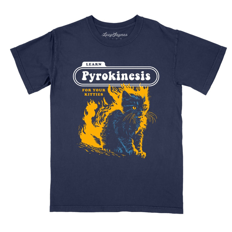 Pyrokinesis for Kitties Comfort Colors Graphic Tee - True Navy