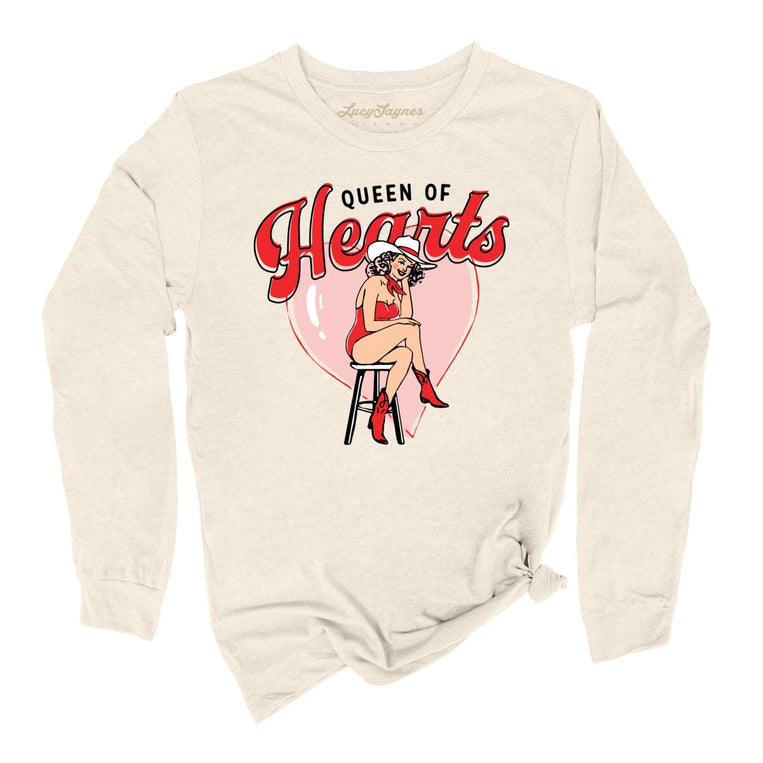 Queen Of Hearts Graphic Long Sleeve Tee - Natural