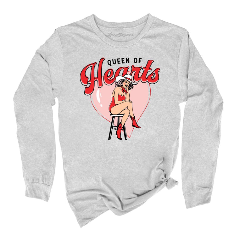 Queen Of Hearts Graphic Long Sleeve Tee - Athletic Heather