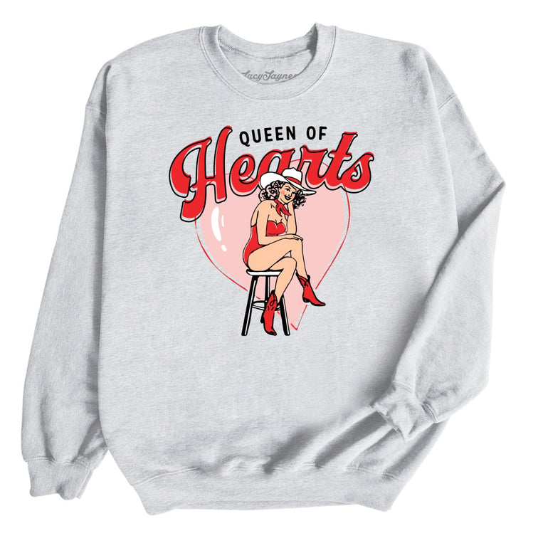 Queen Of Hearts Graphic Sweatshirt - Ash