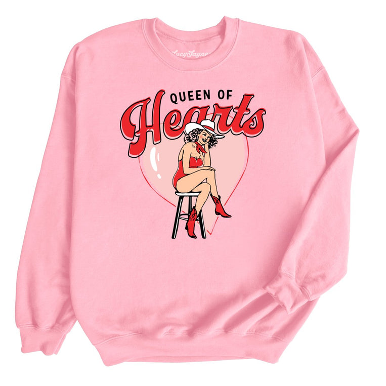 Queen Of Hearts Graphic Sweatshirt - Light Pink