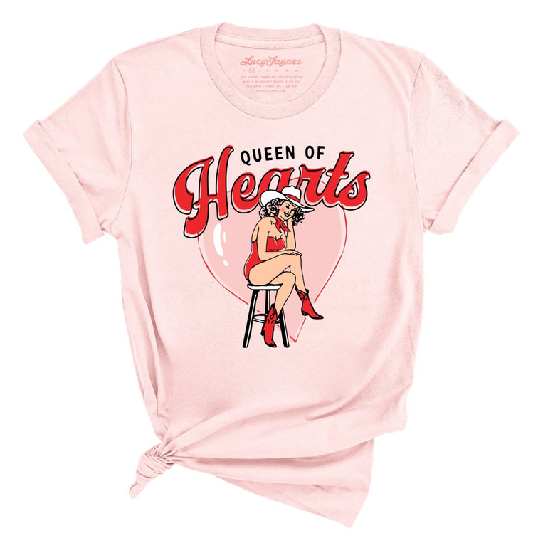 Queen Of Hearts Graphic Tee - Soft Pink