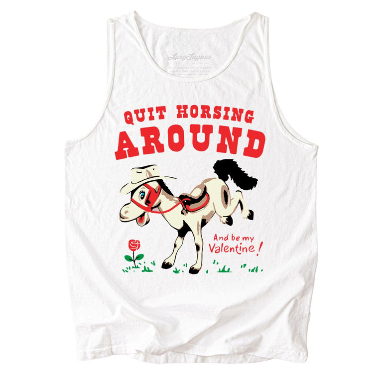 Quit Horsing Around Comfort Colors Graphic Tank Top - White