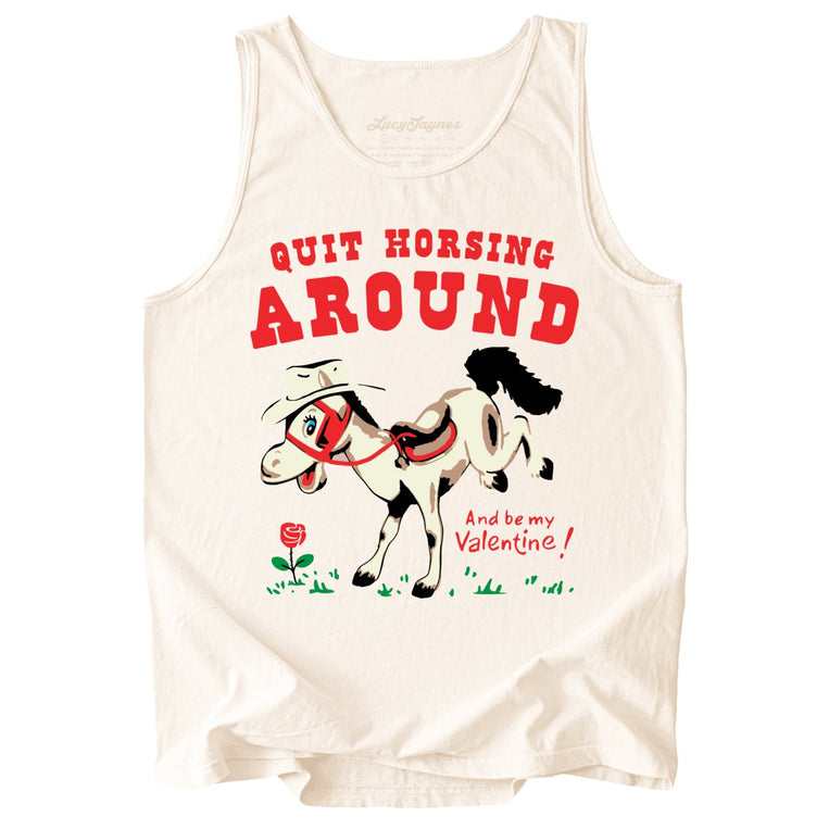 Quit Horsing Around Comfort Colors Graphic Tank Top - Ivory