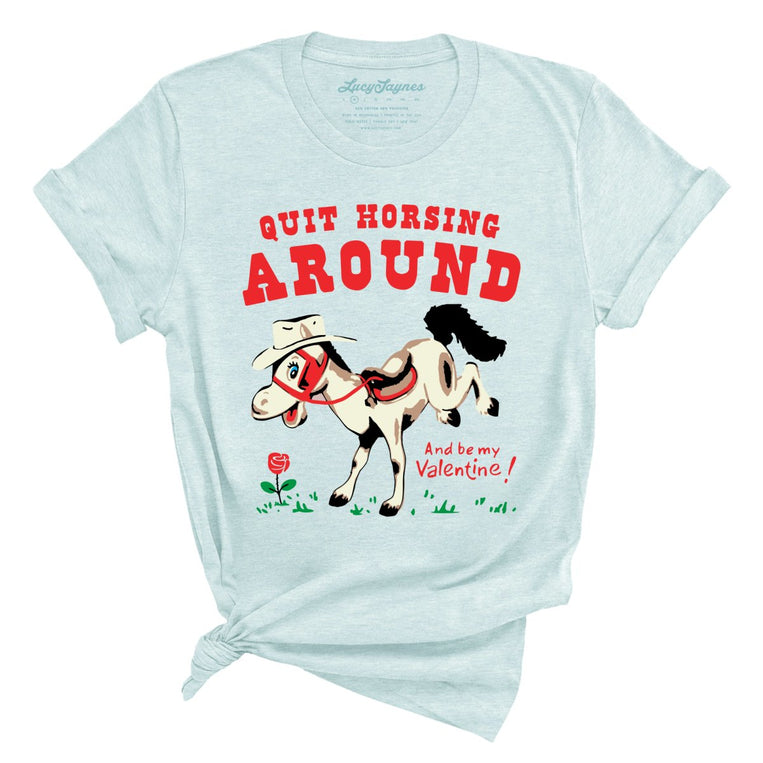 Quit Horsing Around Graphic Tee - Heather Ice Blue