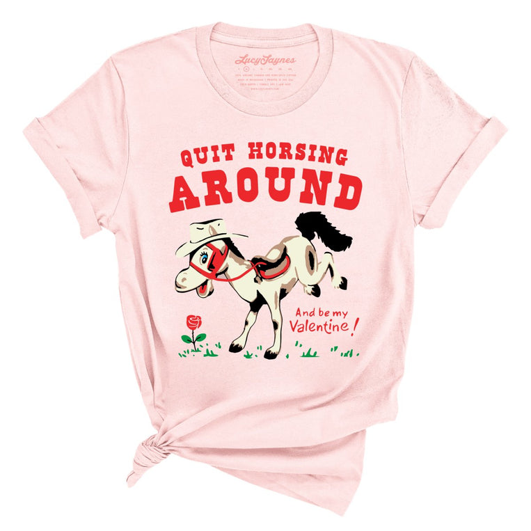 Quit Horsing Around Graphic Tee - Soft Pink