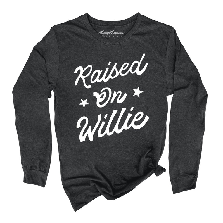 Raised on Willie Graphic Long Sleeve Tee - Dark Grey Heather